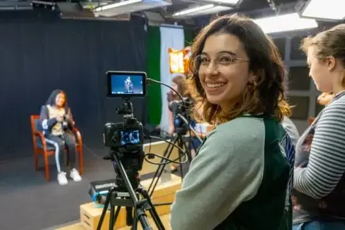 Students working in a studio setting