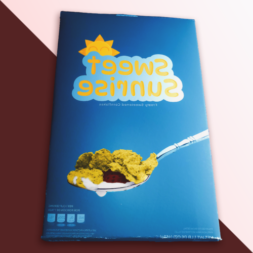 student designed box for Sweet Sunrise cornflakes